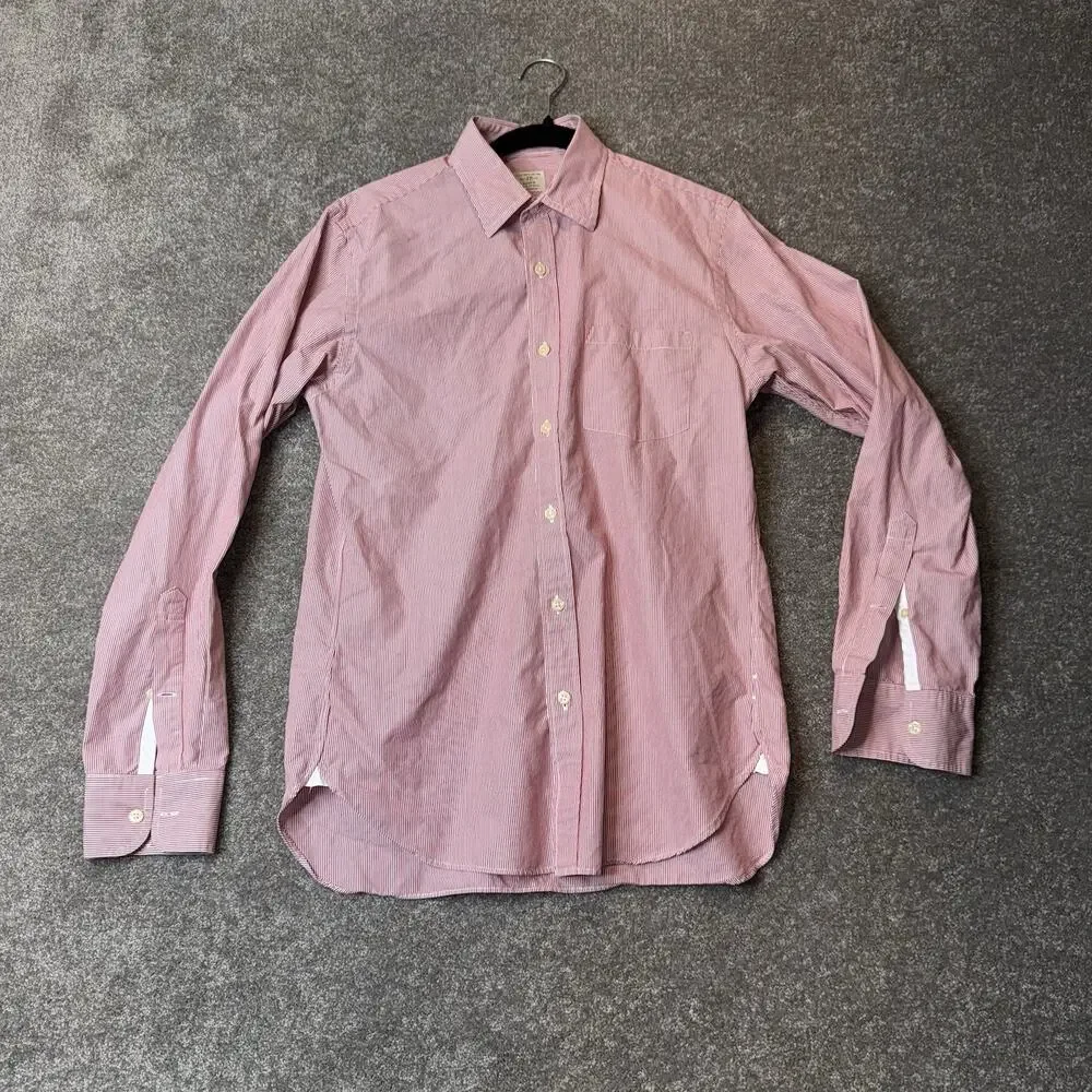 J.Crew Red Striped 2-Ply Cotton Button-Down‎ Shirt Men’s Size S Mauritius Preppy